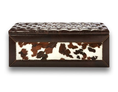 leather custom hidden gun safe storage bench front view