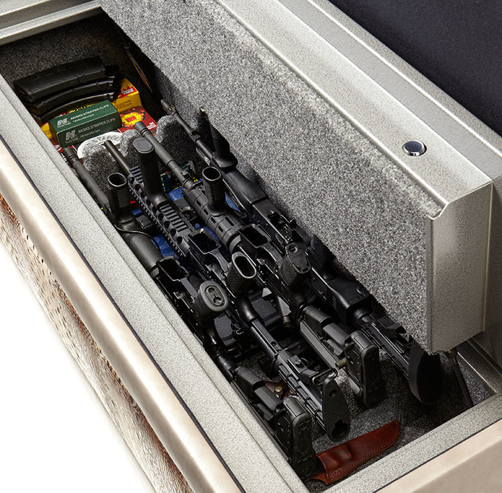 horizontal long gun storage for guns ammo and valuables